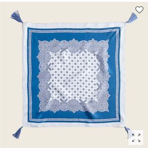 ⚓️J.Crew Blue Square Silk Scarf with Tassels